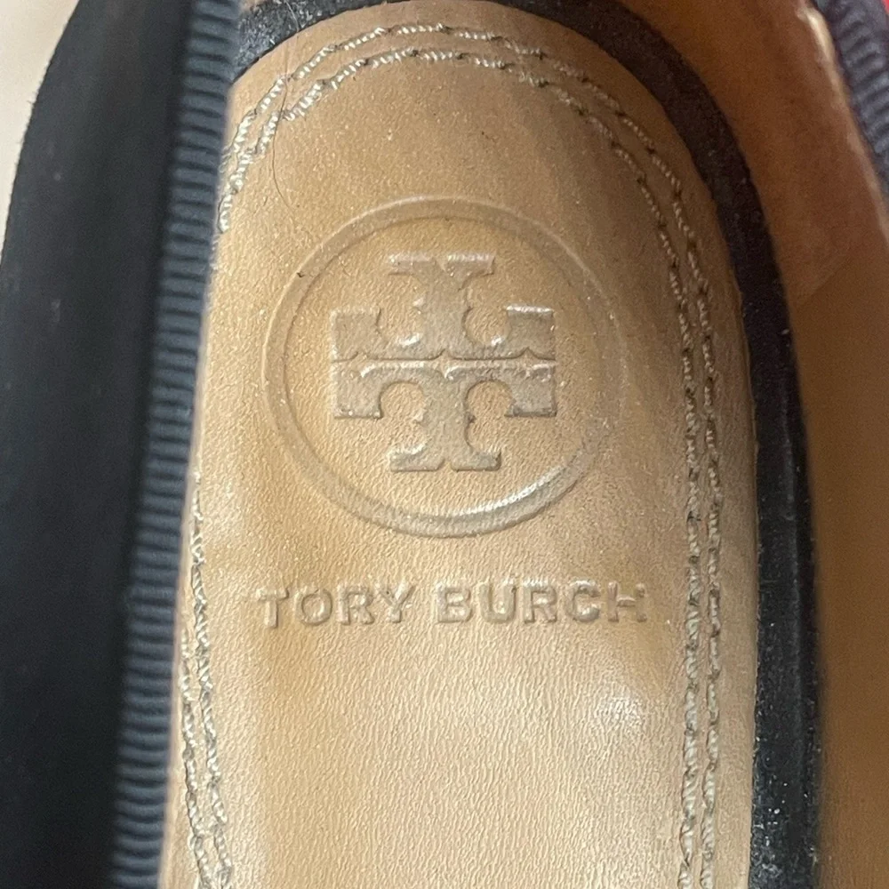Tory Burch Womens Black Suede Leather Pointed Toe Loafer Flats Size 6.5M